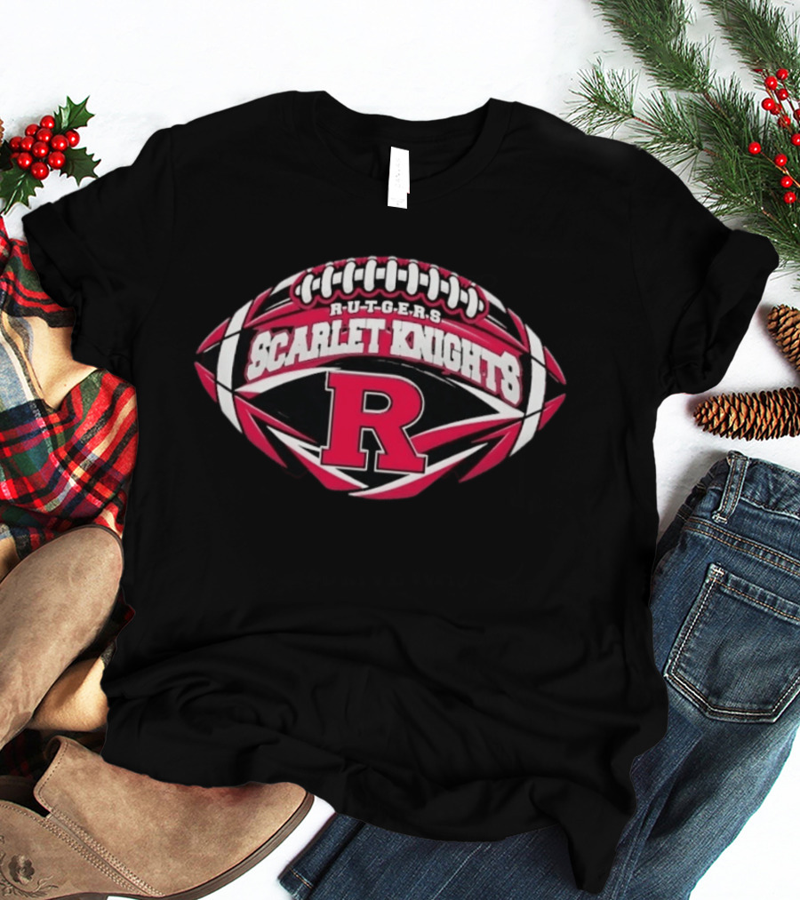 Rutgers Scarlet Knights Football NCAA Oval Shape R T-Shirt