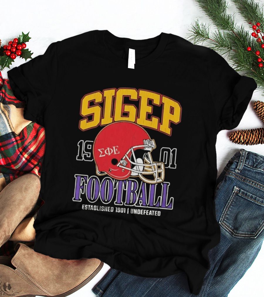SigEp Football 1901 Red Helmet Undefeated Established 1901 T-Shirt