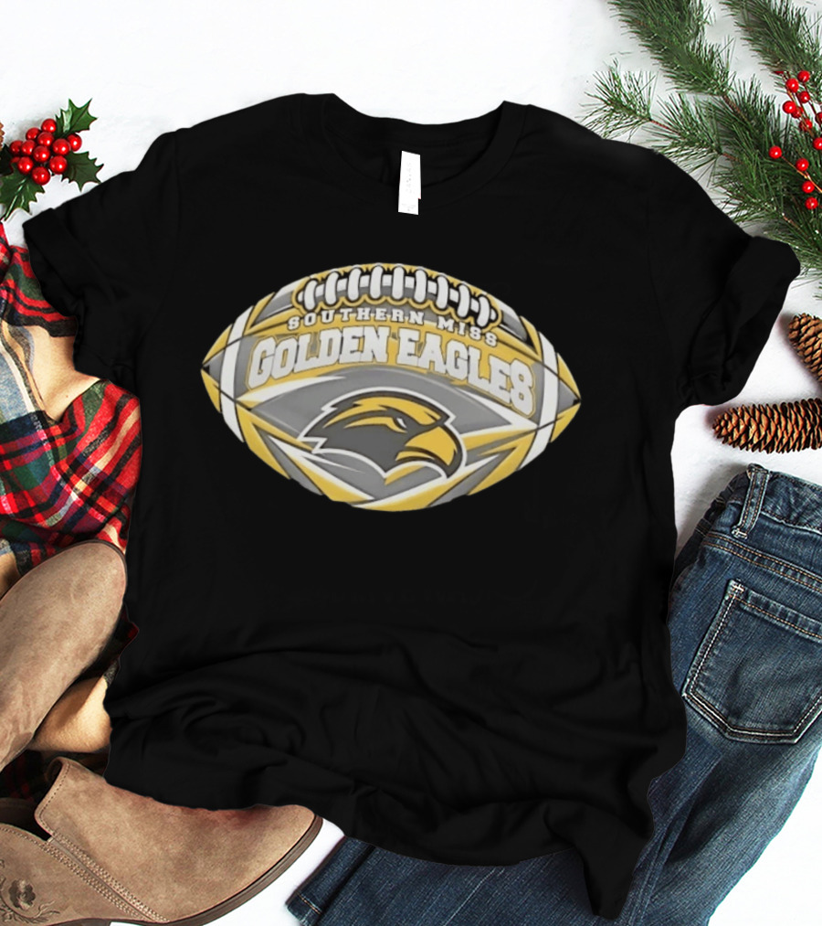 Southern Miss Golden Eagles Football NCAA Oval Shape Eagle Head T-Shirt