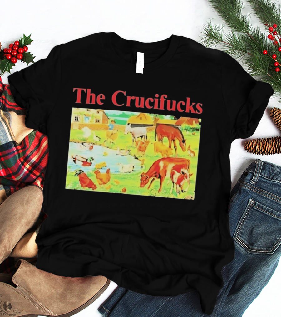 The Crucifucks Farm Animals Punk Rock Band Pastoral Scene T-Shirt