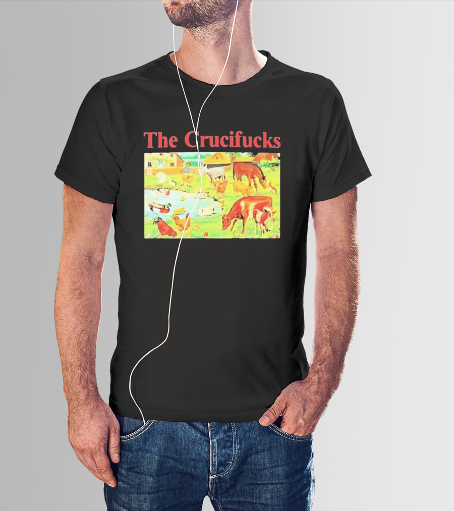 The Crucifucks Farm Animals Punk Rock Band Pastoral Scene T-Shirt
