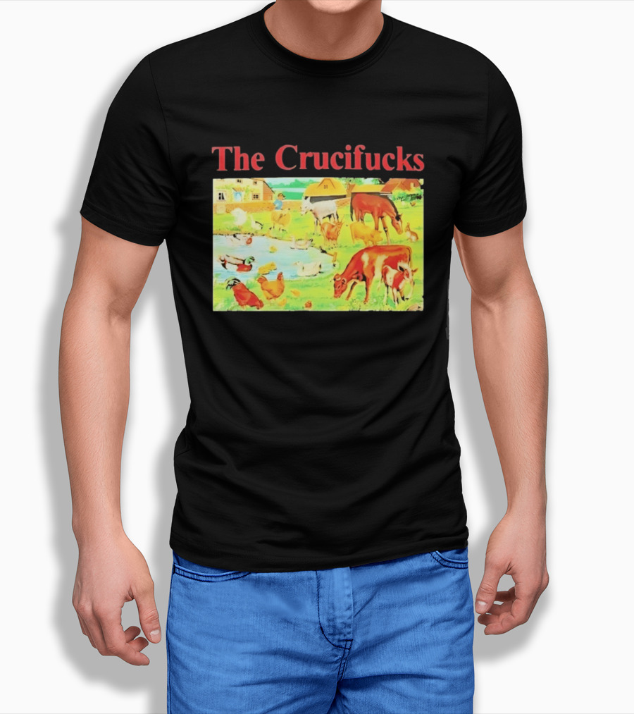 The Crucifucks Farm Animals Punk Rock Band Pastoral Scene T-Shirt