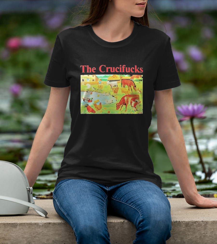 The Crucifucks Farm Animals Punk Rock Band Pastoral Scene T-Shirt