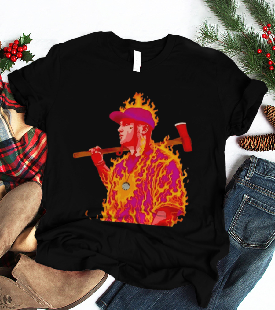 Trippie Redd Flaming Axe Fiery Rap T-Shirt