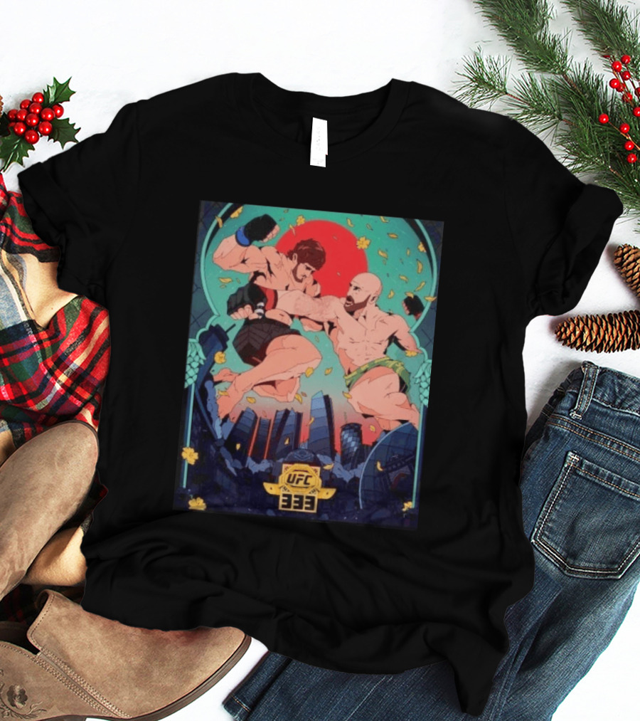UFC 333 Double Title Fights MMA Mixed Martial Arts Anime Inspired Showdown T-Shirt