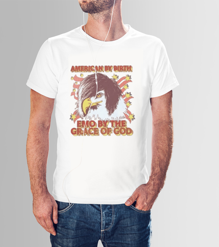 American By Birth Emo By The Grace Of God Eagle Stars And Stripes T-Shirt