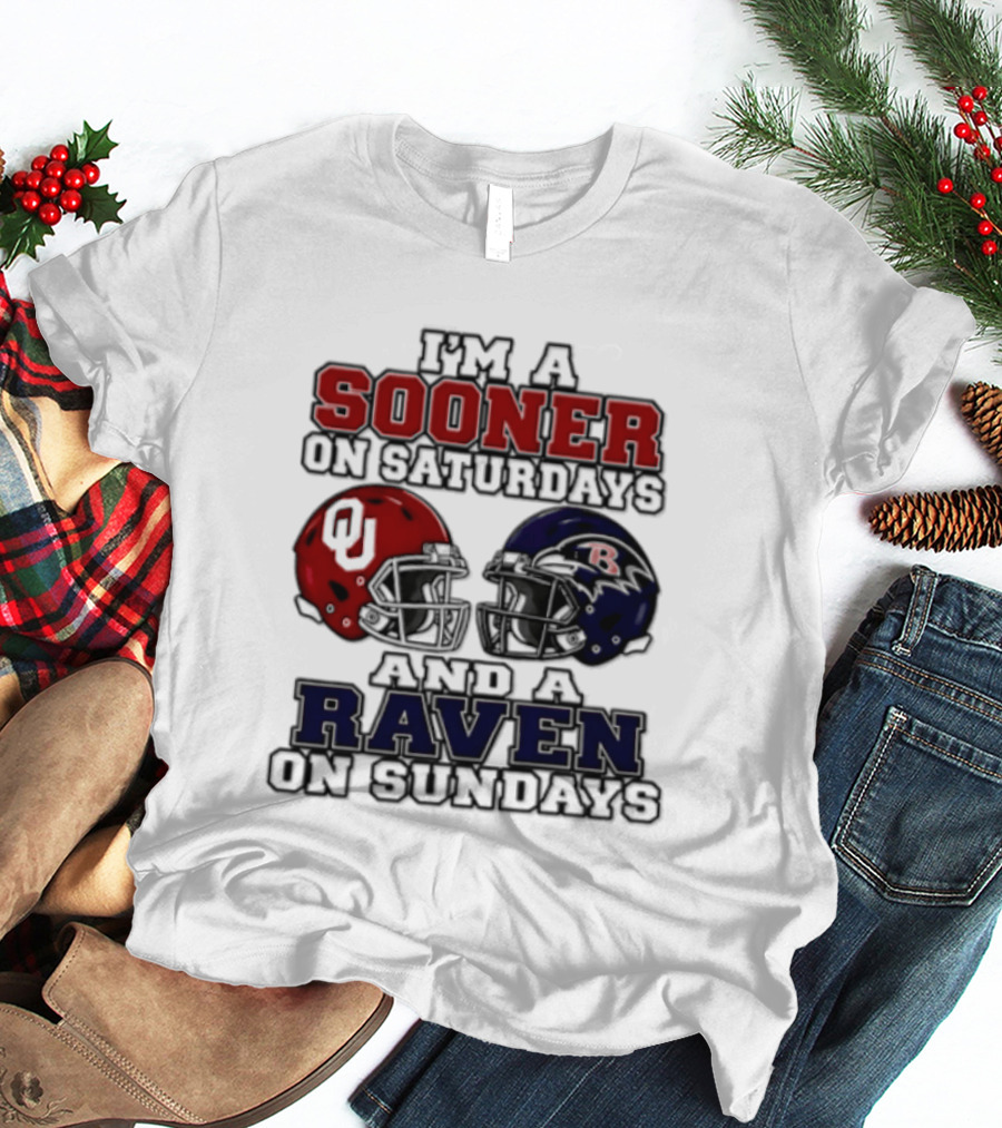 I'm A Sooner On Saturdays And A Raven On Sundays Helmet 2026 T-Shirt