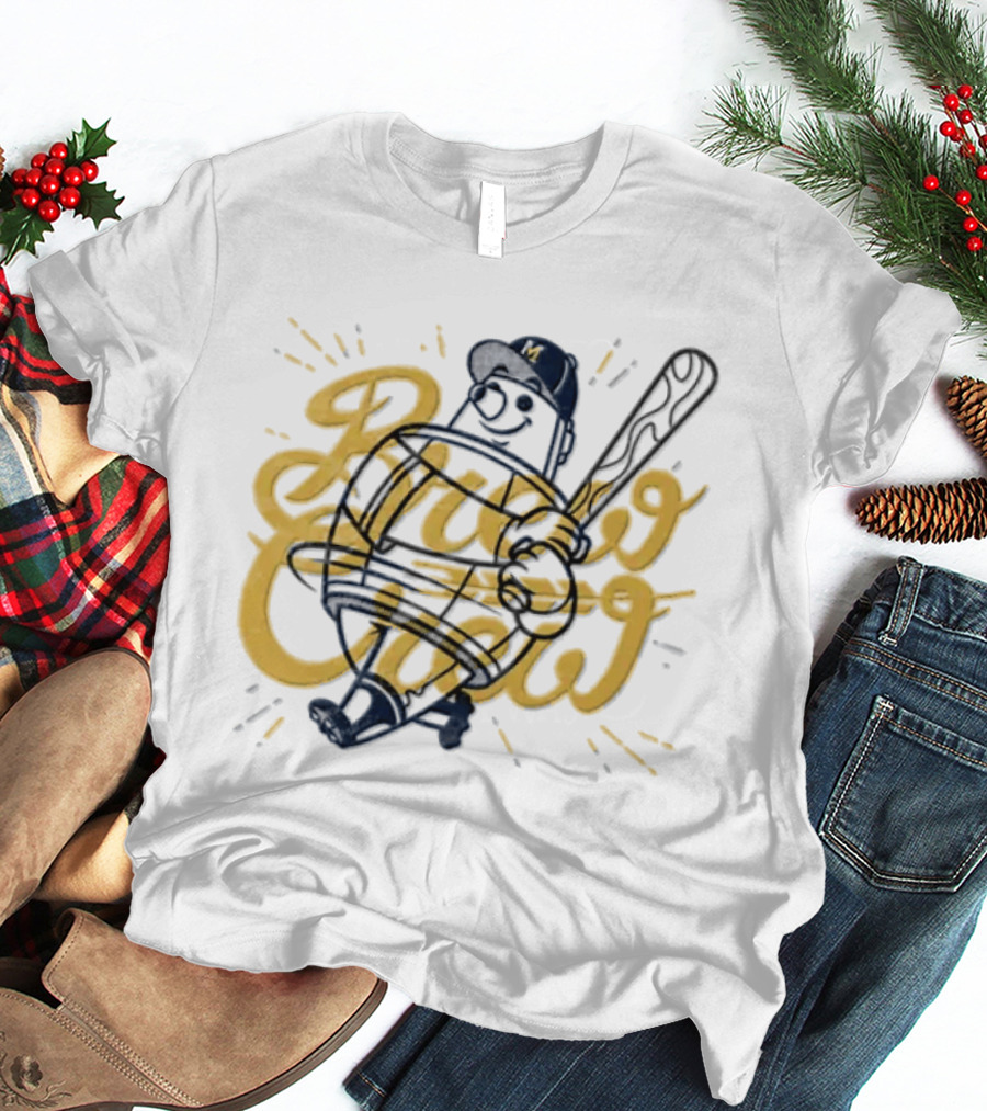 Milwaukee Brewers Brew Crew MLB Mascot Swinging Bat T-Shirt