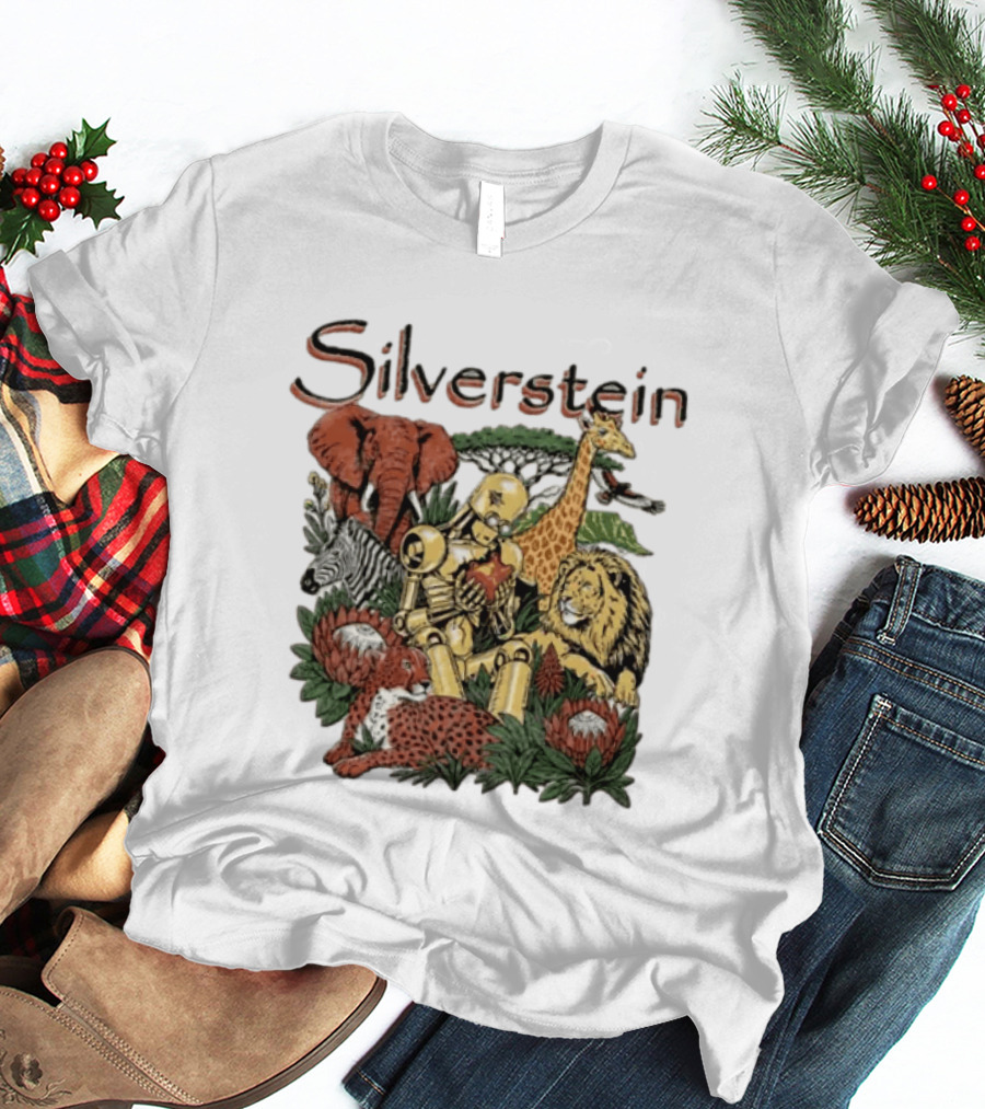 Silverstein Safari Robot With Elephant Giraffe Lion Leopard Post Hardcore T-Shirt