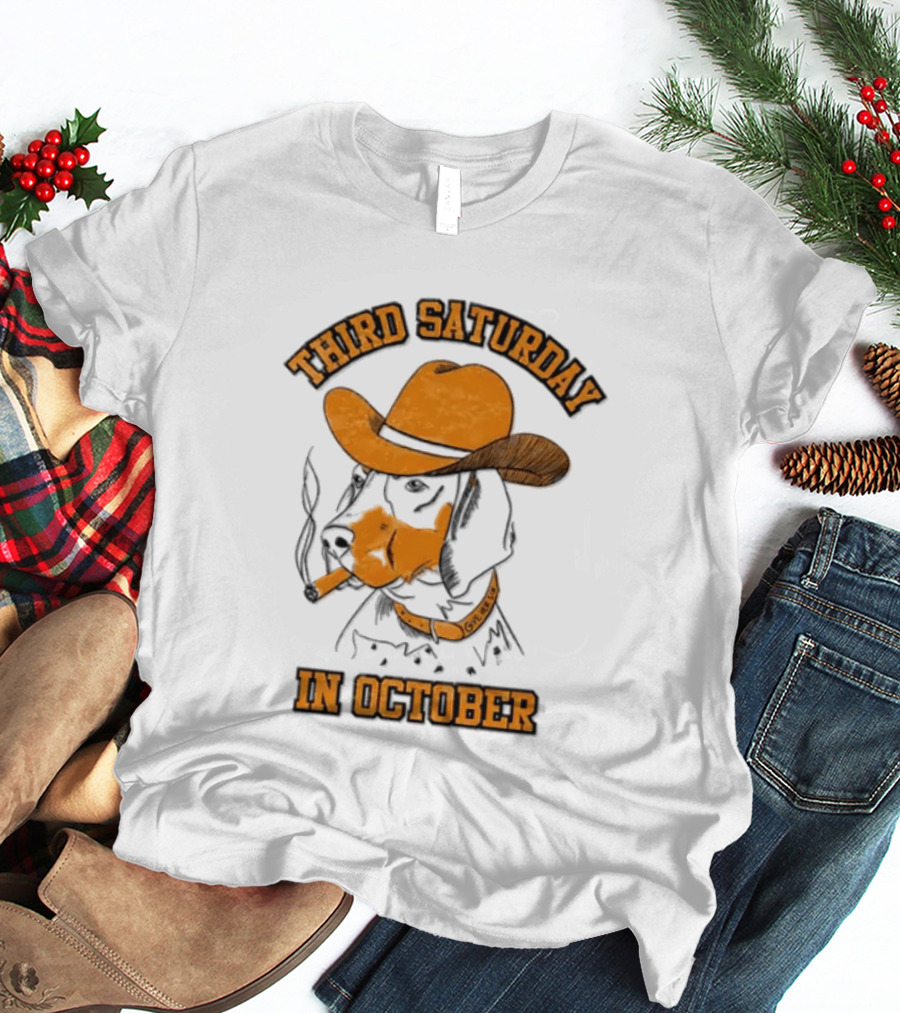 Third Saturday In October Tennessee Volunteers Dog With Cowboy Hat T-Shirt