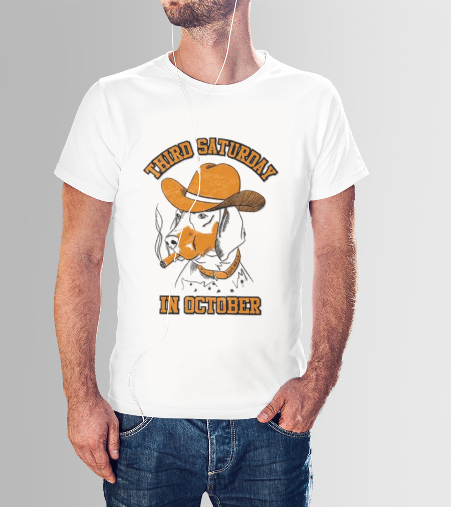 Third Saturday In October Tennessee Volunteers Dog With Cowboy Hat T-Shirt