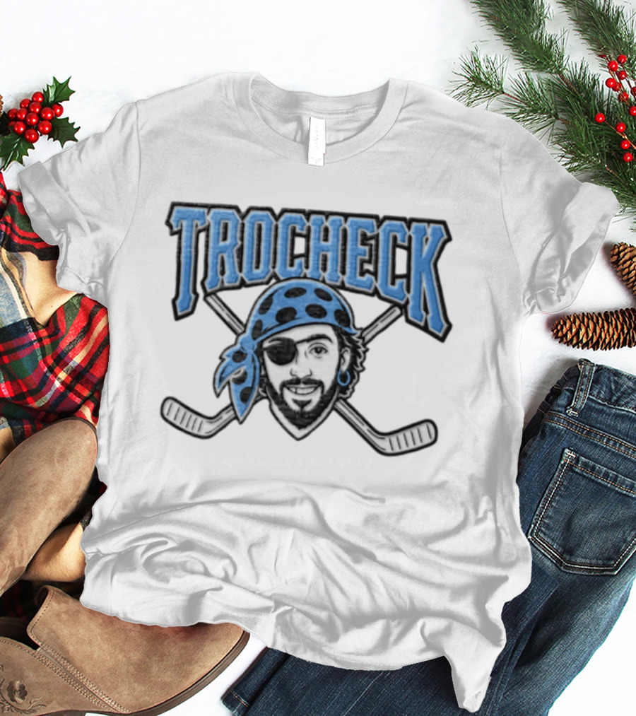 Trocheck Beard Pirate Crossed Hockey Sticks T-Shirt