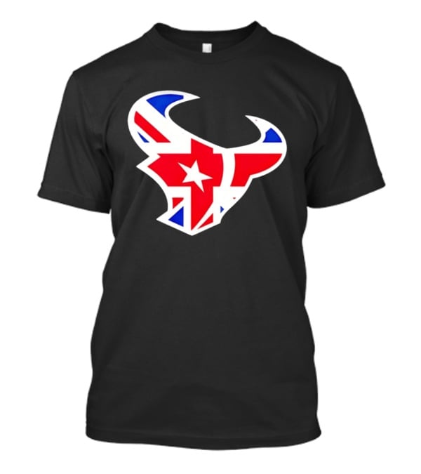 2026 Houston Texans London Game Union Jack Bull Football Event T-Shirt