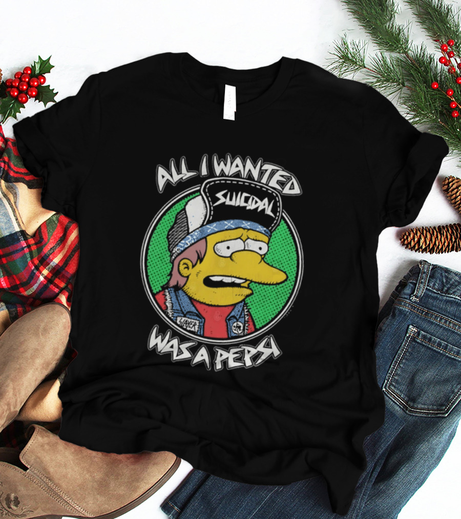All I Wanted Was A Pepsi Suicidal Distressed Cartoon T-Shirt