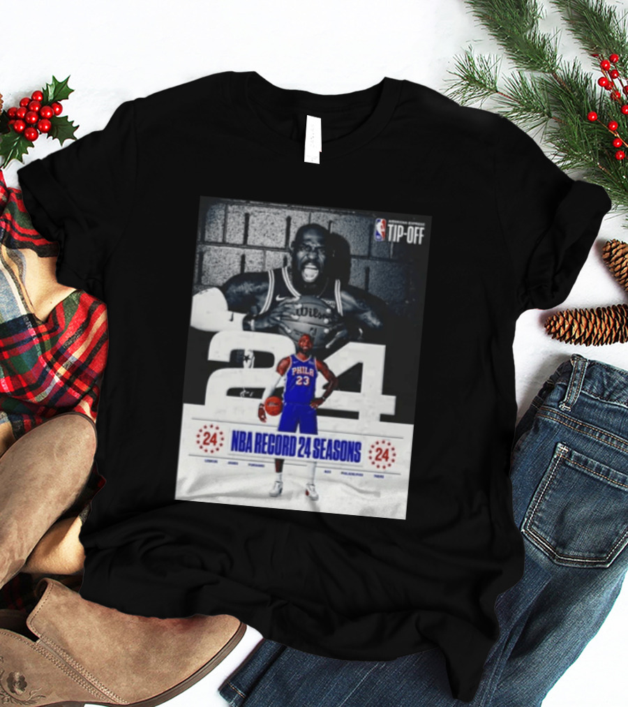 NBA Tip Off LeBron James Philadelphia 76ers Record 24 Seasons T-Shirt