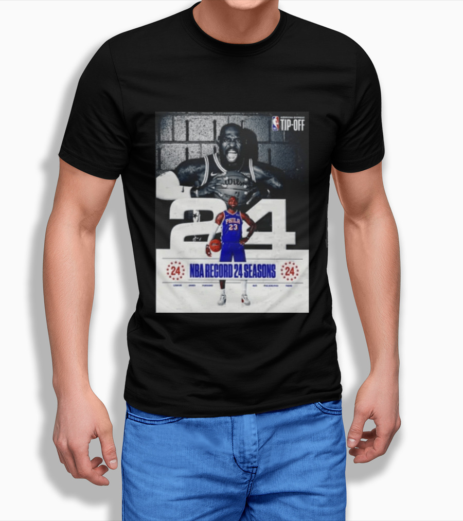 NBA Tip Off LeBron James Philadelphia 76ers Record 24 Seasons T-Shirt