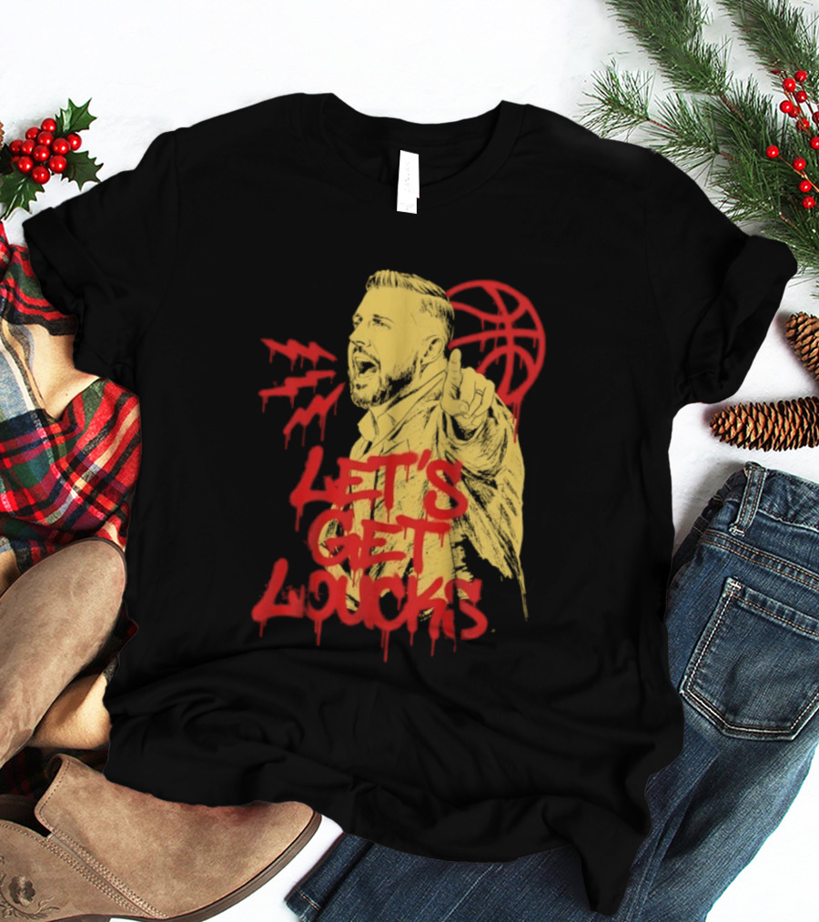 Let's Get Loucks Basketball Coach Sports Red Dripping T-Shirt