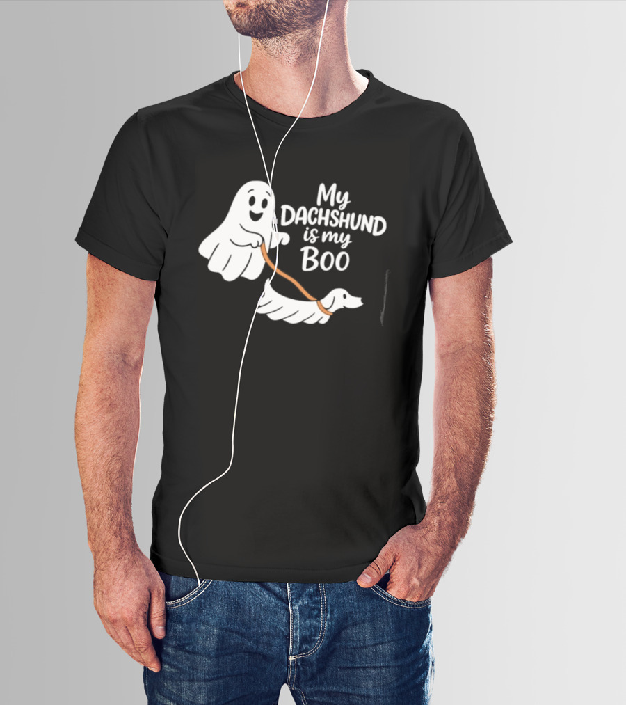 Playful Halloween Ghost Dog My Dachshund Is My Boo T-Shirt