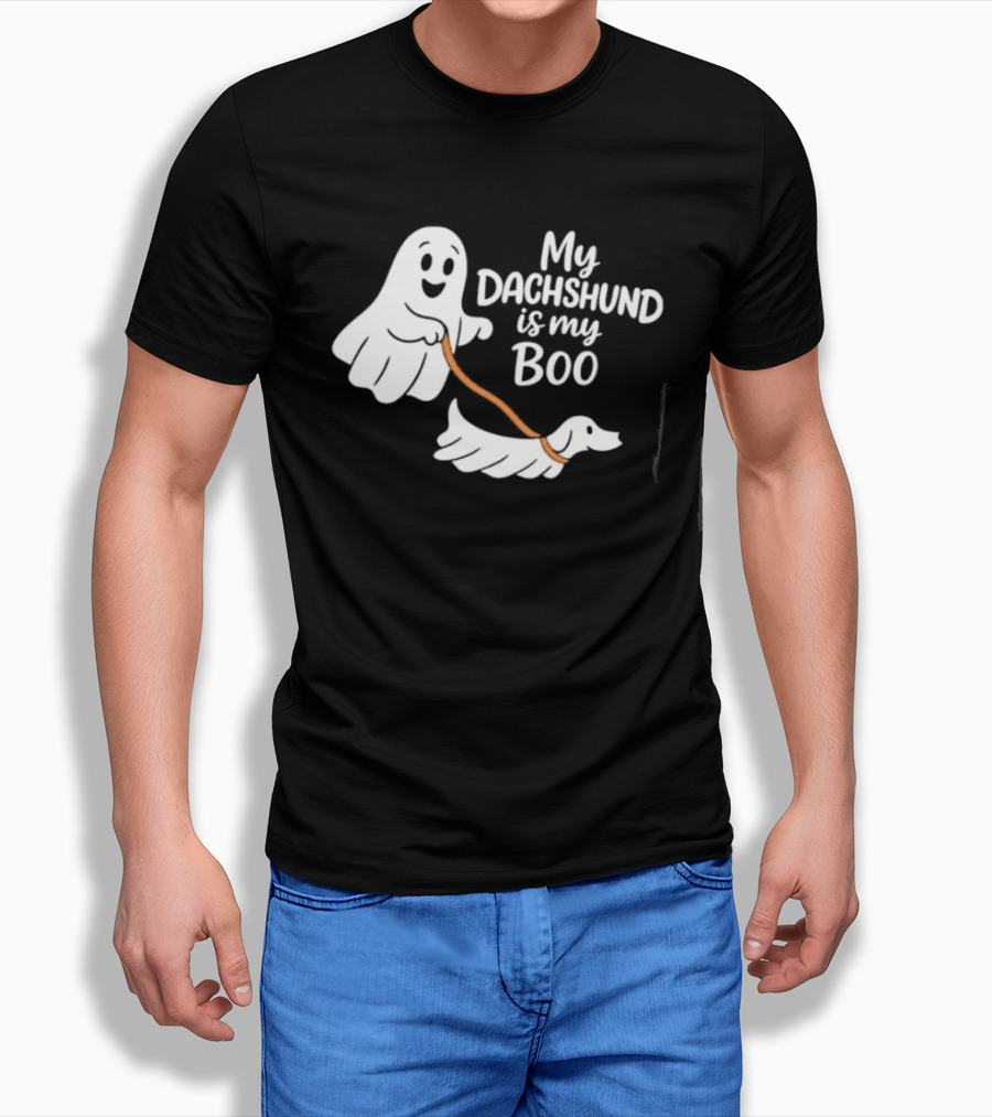 Playful Halloween Ghost Dog My Dachshund Is My Boo T-Shirt