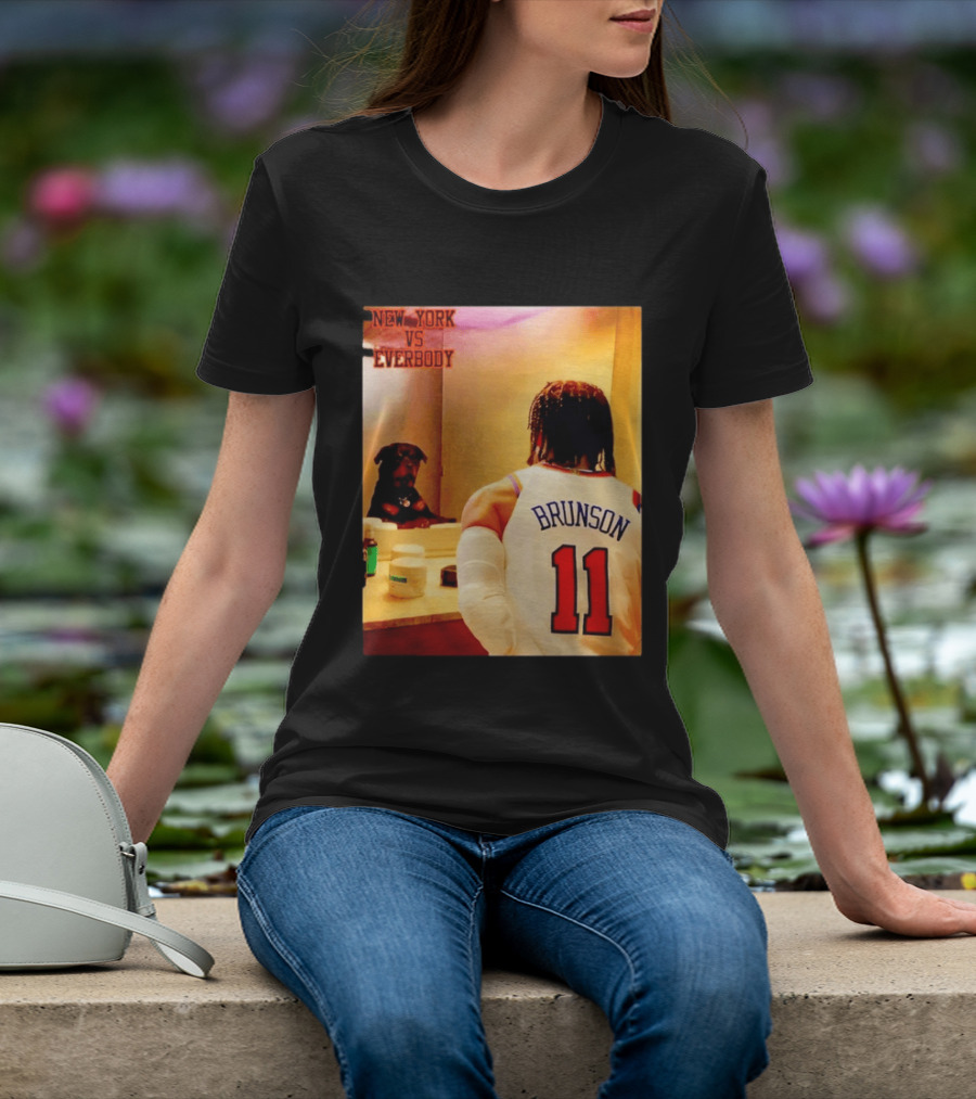 Jalen Brunson 11 New York Knicks Vs Everybody Basketball Mirror Moment T-Shirt