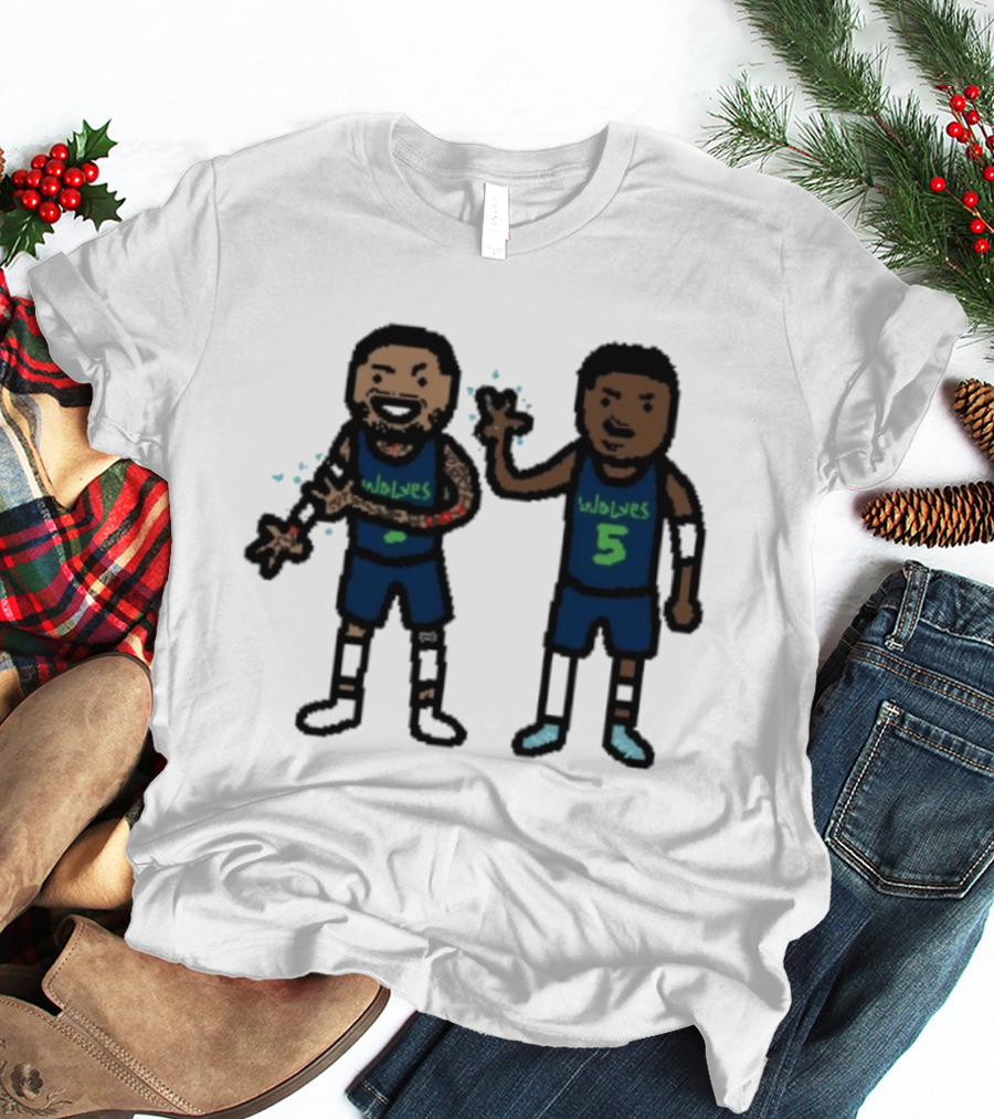 Anthony Edwards Jaden McDaniels Timberwolves 5 Pixel Players T-Shirt