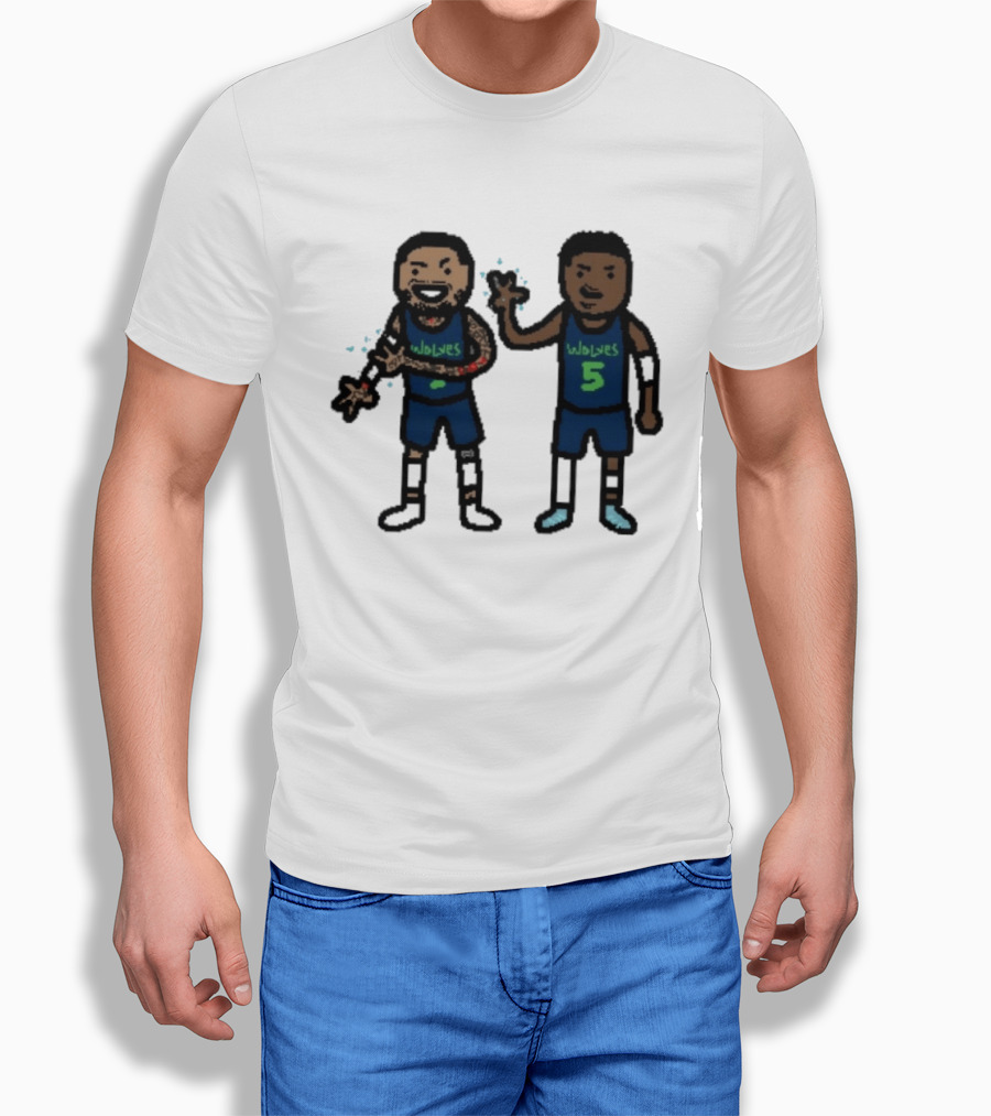Anthony Edwards Jaden McDaniels Timberwolves 5 Pixel Players T-Shirt