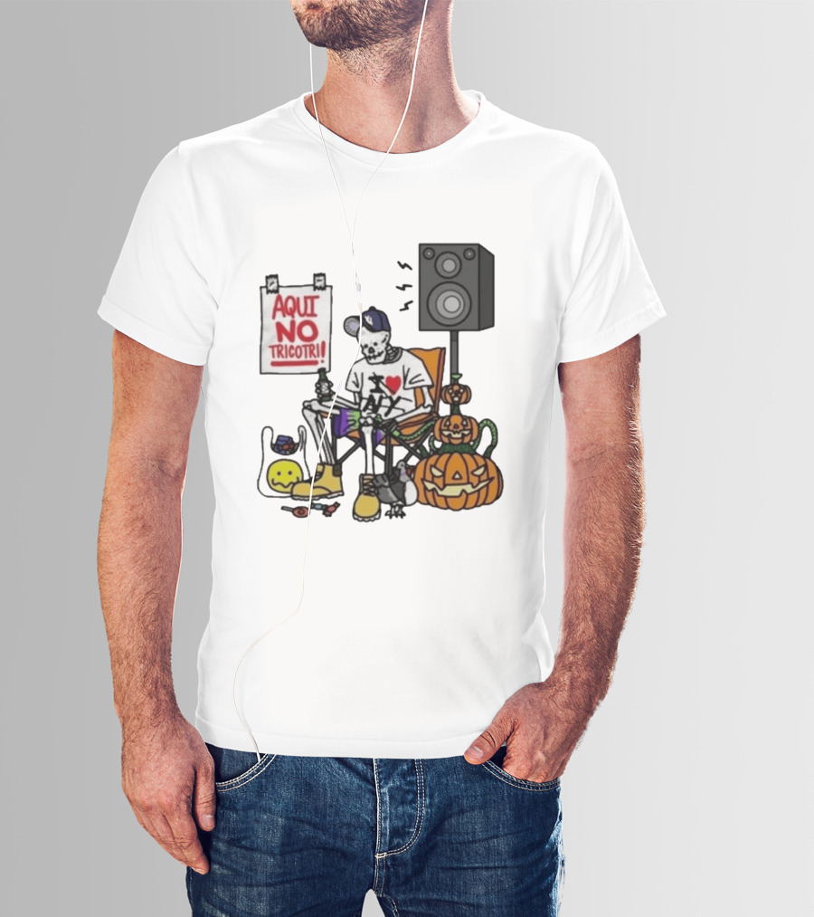 I Love New York Aqui No Tricotri Skeleton Halloween Pumpkin Speaker Chair T-Shirt