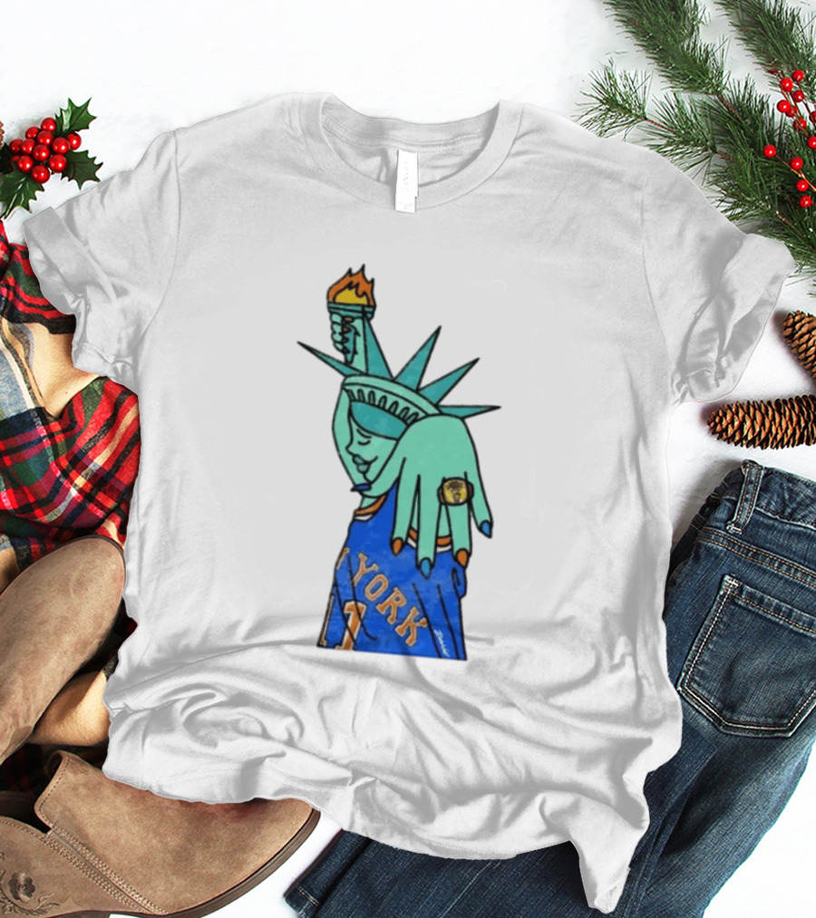 Jalen Brunson New York Knicks Liberty Statue Basketball Fan T-Shirt