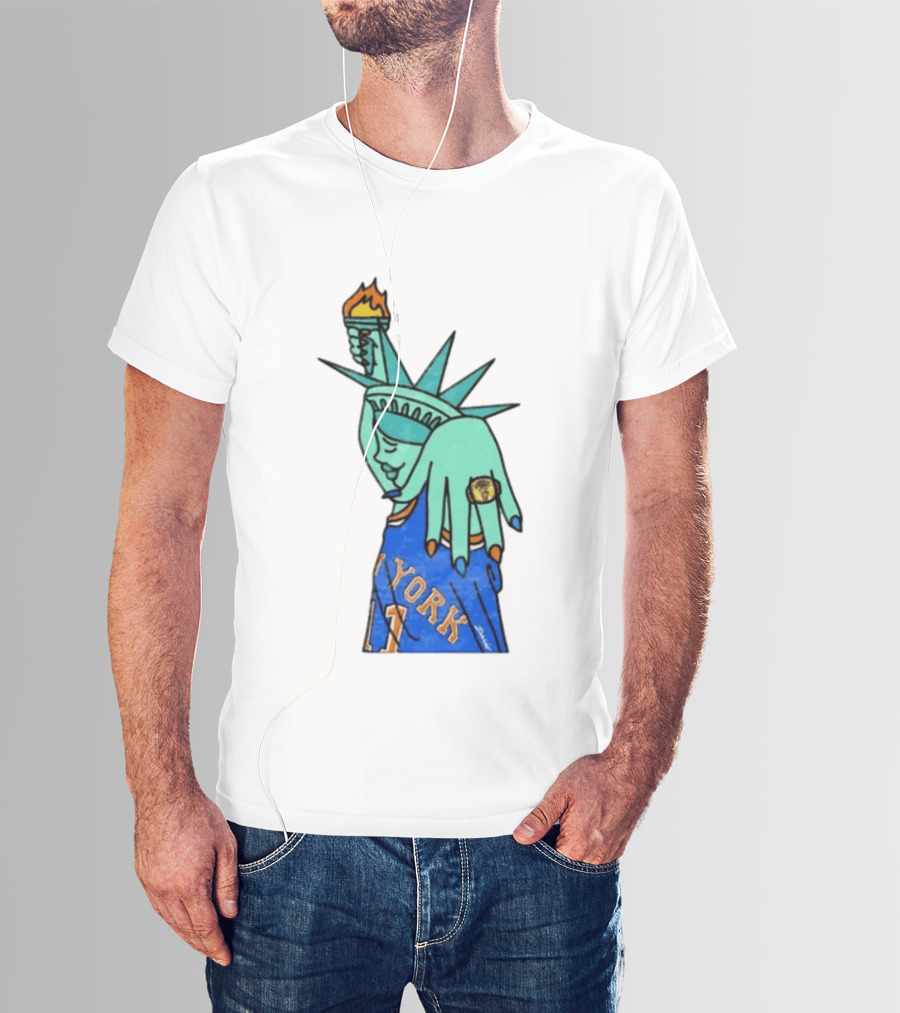 Jalen Brunson New York Knicks Liberty Statue Basketball Fan T-Shirt