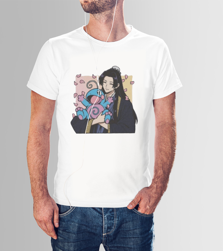 Jinshi From The Apothecary Diaries Holding Politoed Surrounded By Falling Petals T-Shirt