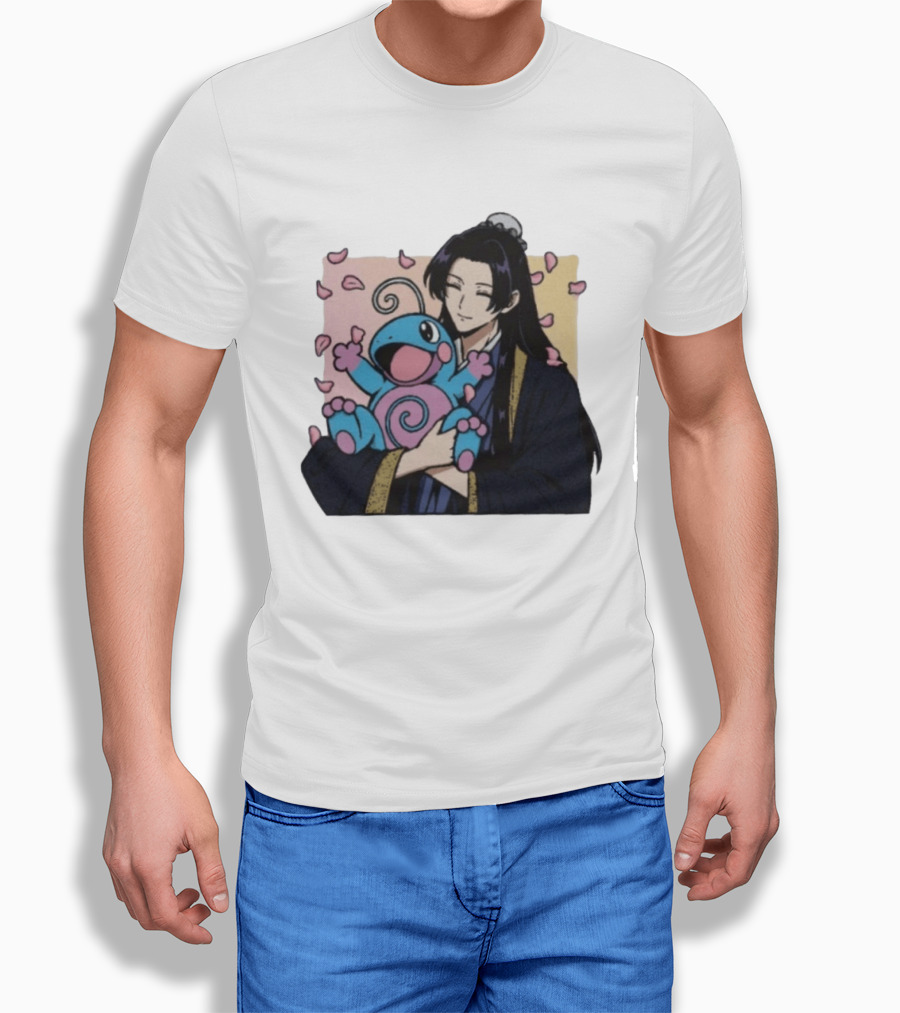 Jinshi From The Apothecary Diaries Holding Politoed Surrounded By Falling Petals T-Shirt