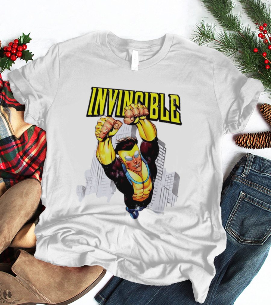 Invincible Mark Grayson Superhero Flying Action Pose T-Shirt