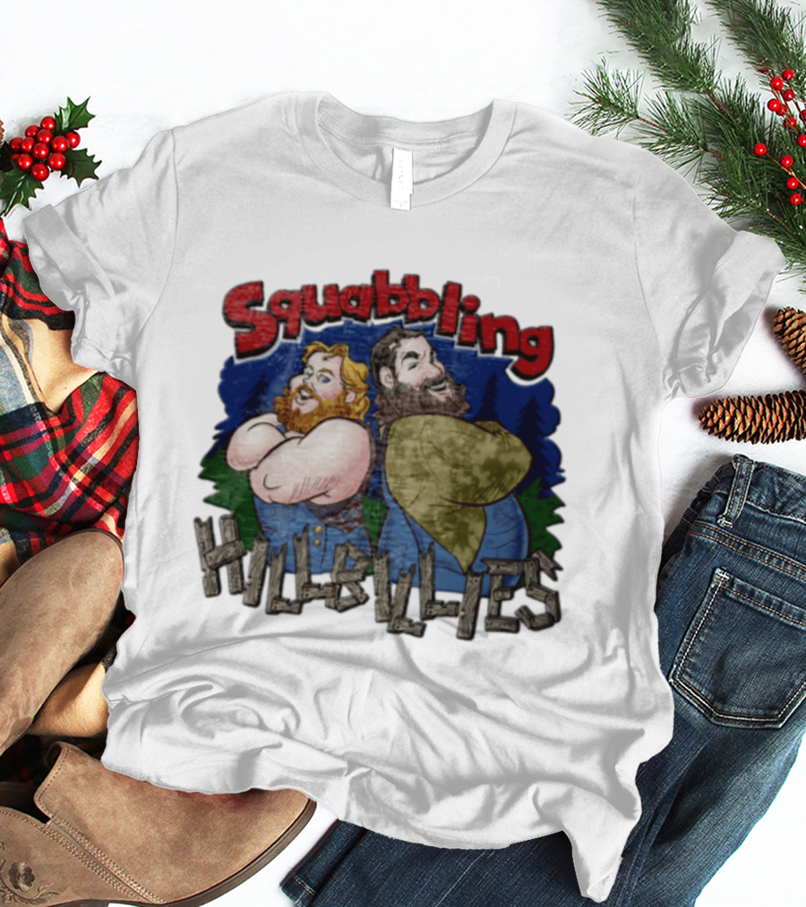 Squabbling Hillbillies Cartoon Duo In Rustic T-Shirt