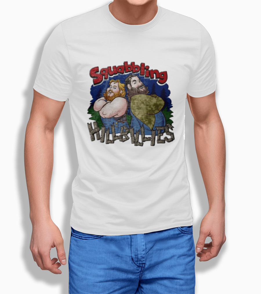 Squabbling Hillbillies Cartoon Duo In Rustic T-Shirt