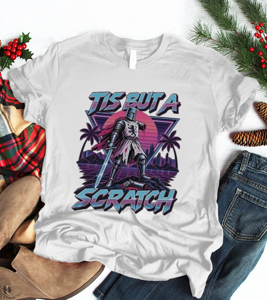 Tis But A Scratch Monty Python Knight Retro Synthwave T-Shirt