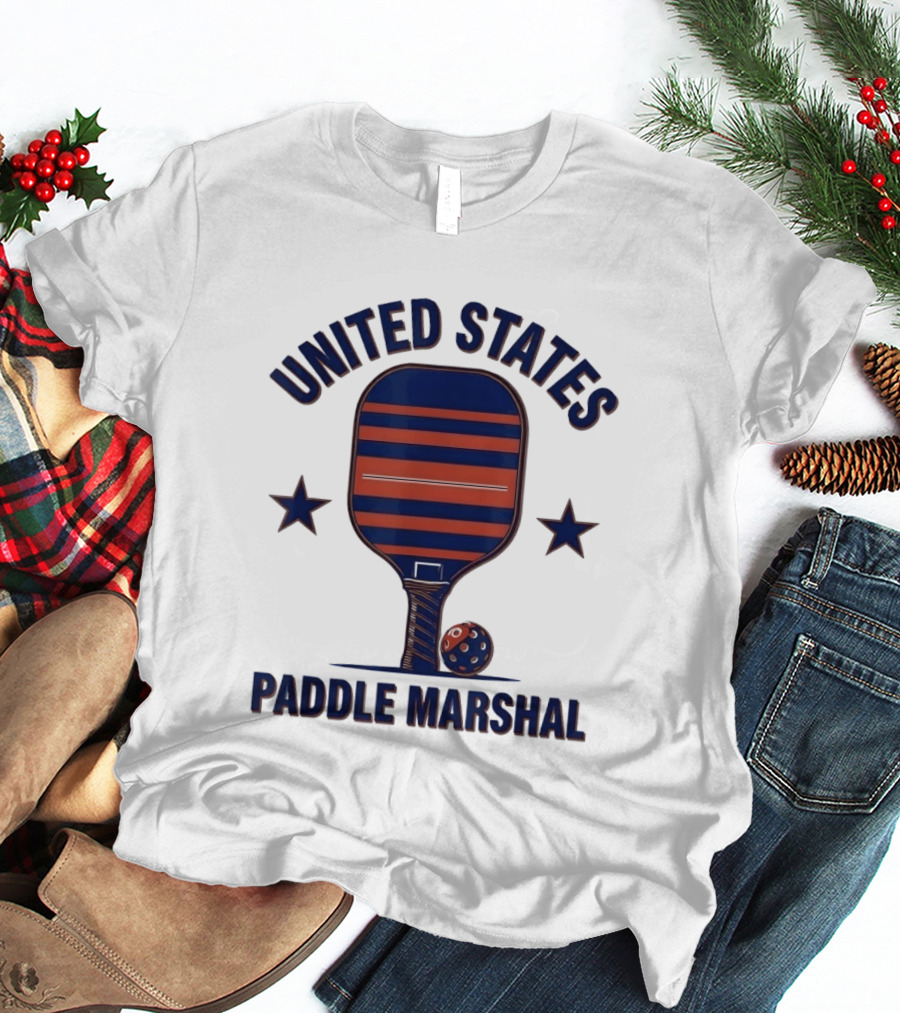 United States Paddle Marshal Pickleball Patriotic Paddle T-Shirt