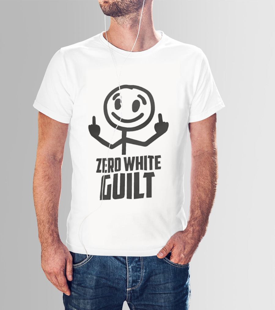 Zero White Guilt Stick Figure Middle Finger T-Shirt