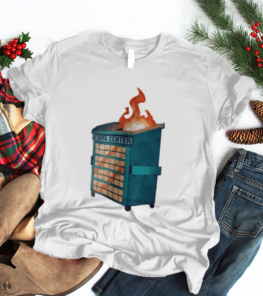 AI Data Center Dumpster On Fire Retro Internet Meme T-Shirt