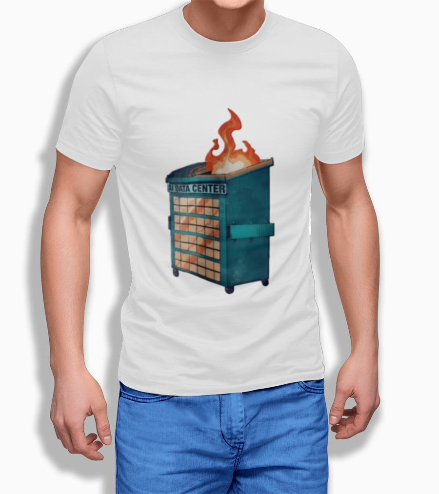 AI Data Center Dumpster On Fire Retro Internet Meme T-Shirt