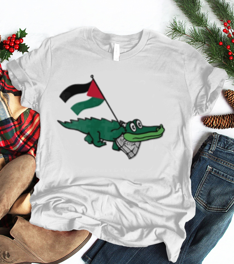 Alligator With Keffiyeh And Red Black Green Flag T-Shirt