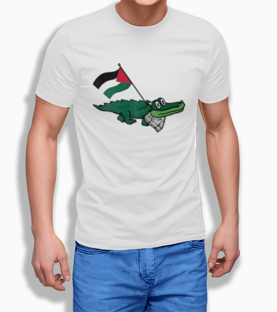 Alligator With Keffiyeh And Red Black Green Flag T-Shirt