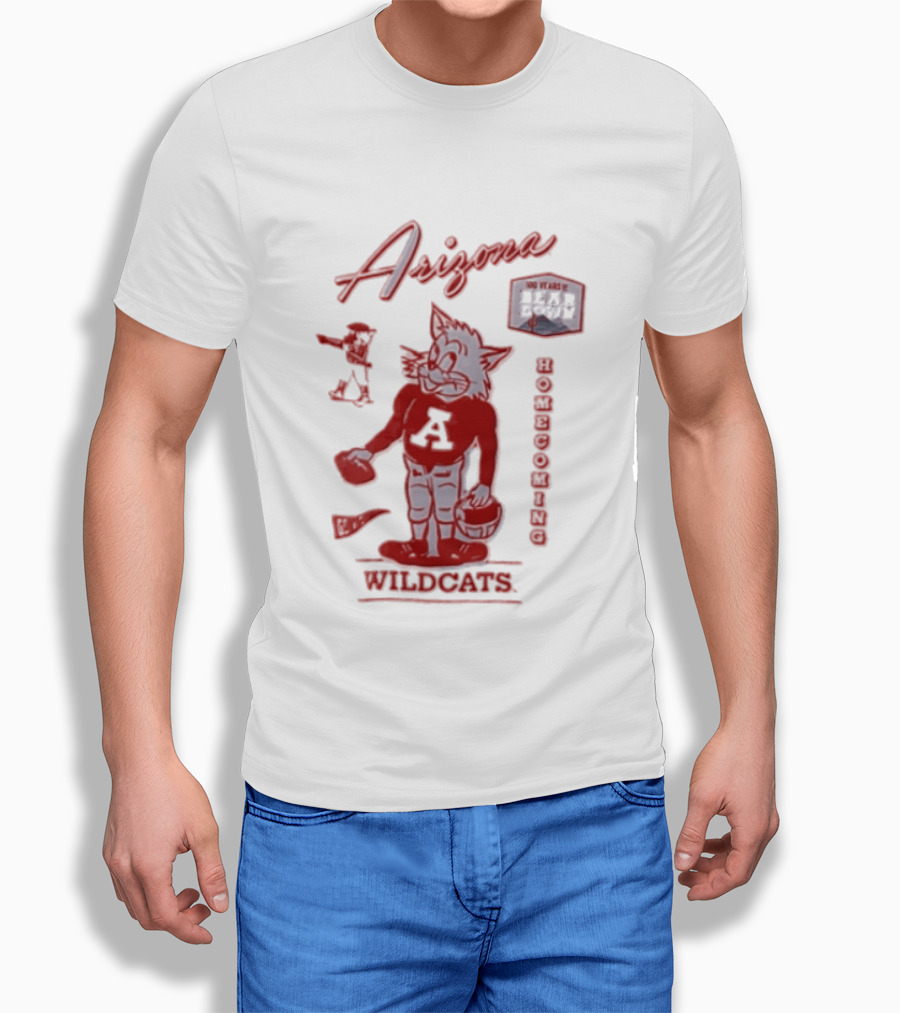 Arizona Wildcats 100 Years Bear Down Football Wildcat Holding Helmet T-Shirt
