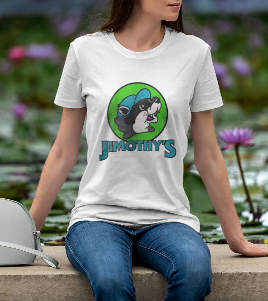 Jimothys Cartoon Beaver Wearing Blue Cap T-Shirt