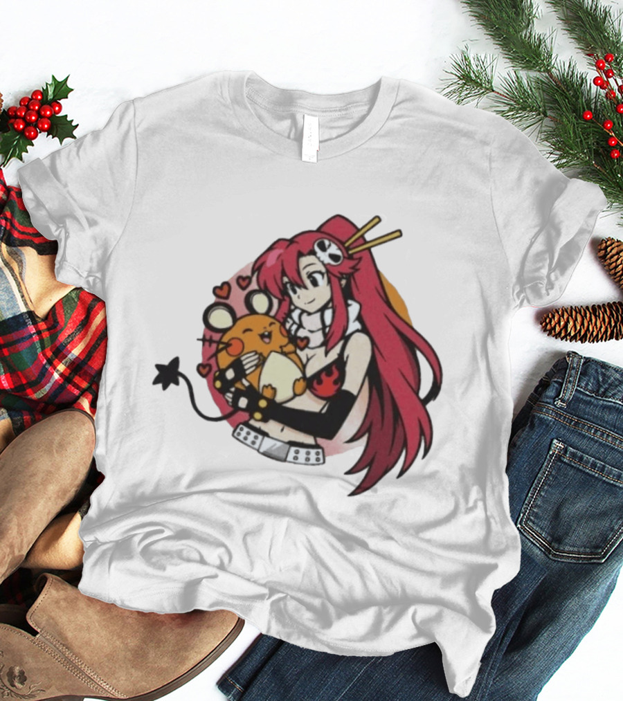 Yoko Littner With Dedenne Inspired Character Art Gurren Lagann T-Shirt