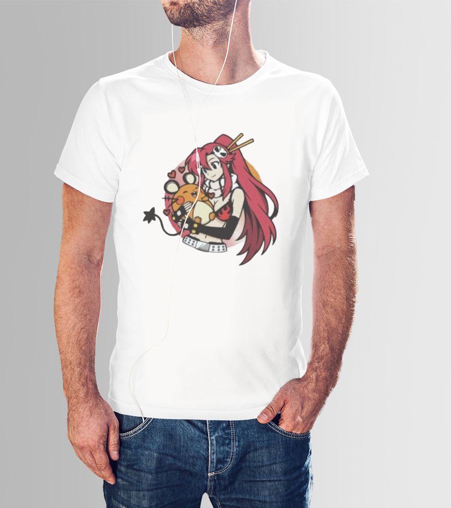 Yoko Littner With Dedenne Inspired Character Art Gurren Lagann T-Shirt