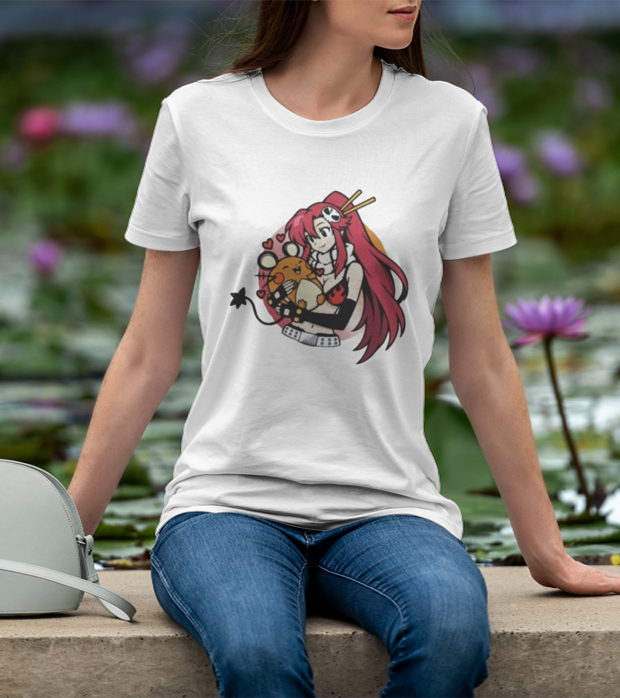 Yoko Littner With Dedenne Inspired Character Art Gurren Lagann T-Shirt