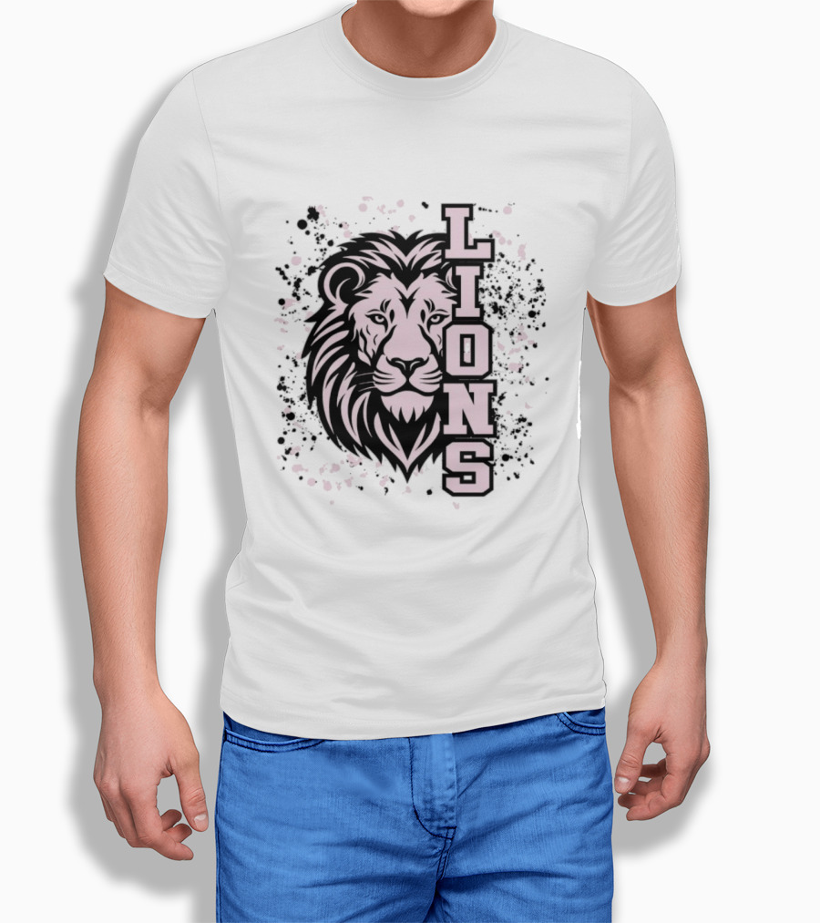Lion Paint Splatter Lions Head Sports Team T-Shirt