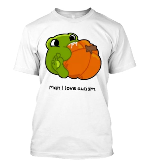 Man I Love Autism Frog Holding Halloween Pumpkin T-Shirt