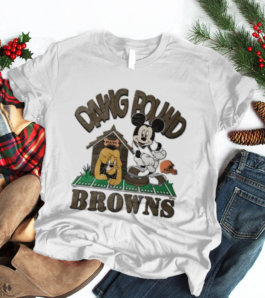 Mickey Mouse Pluto Dawg Pound Cleveland Browns T-Shirt