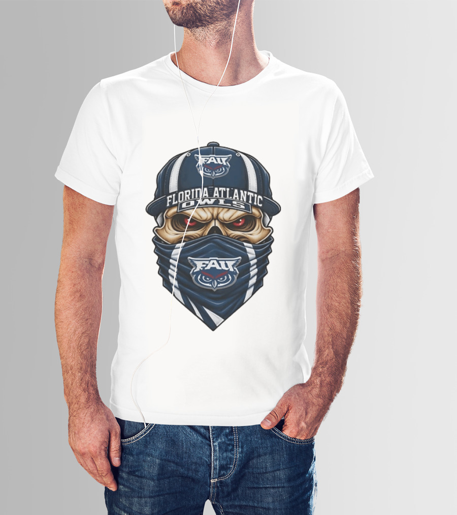 Florida Atlantic Owls Skull FAU NCAA Fan Gear T-Shirt